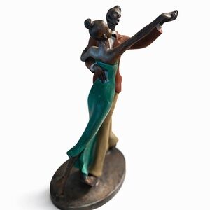 Romantic Tango Dancer Brass Sculpture 10” | Modern Couple Art Decor